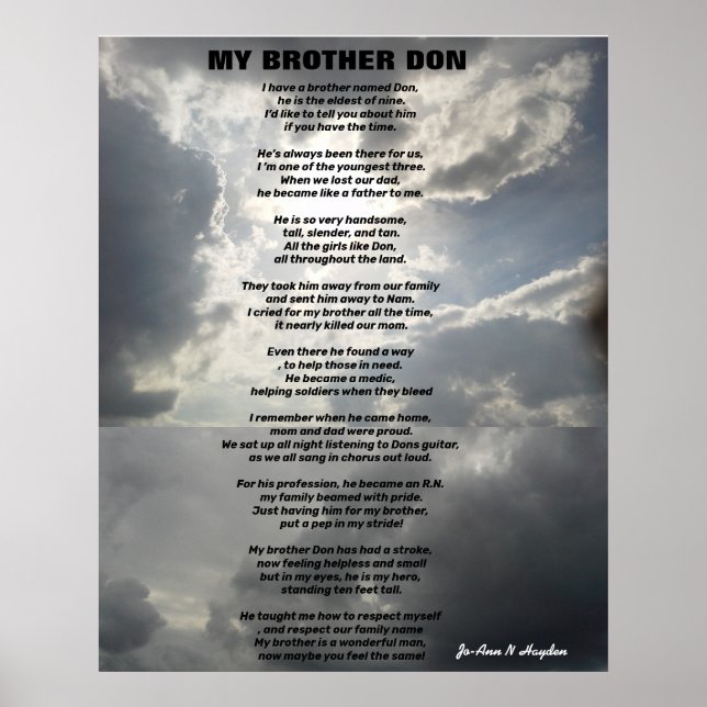 I HAVE A BROTHER NAMED DON poem Poster (Front)