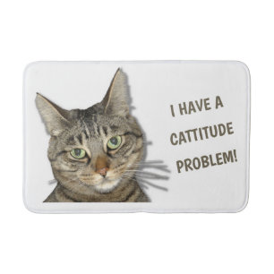 I have a cattitude problem! cute custom bath mat