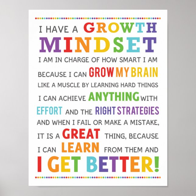 I Have A Growth Mindset Classroom Poster (Front)