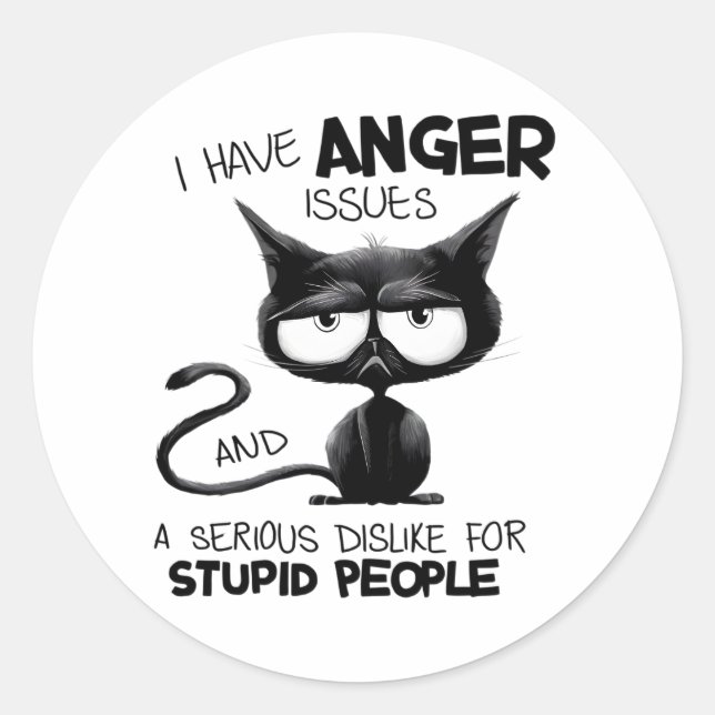 I Have Anger Issues for Cat Lover Gift  Classic Round Sticker (Front)