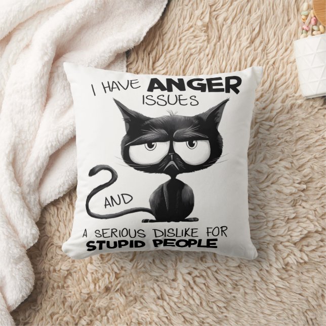 I Have Anger Issues Funny Cat Lover Gift  Cushion (Blanket)