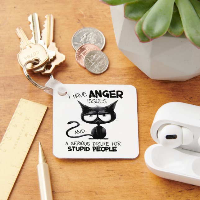 I Have Anger Issues Funny Cat Lover Gift  Key Ring (Desk)