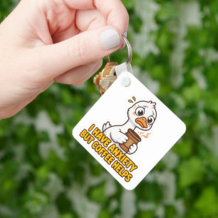 I Have Anxiety But Coffee Helps Funny Key Ring