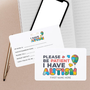 I Have Autism ID Vibrant Personalised ID Badge