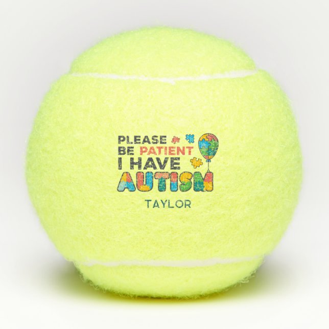 I Have Autism Personalised Autistic Player Coach Tennis Balls (Front)