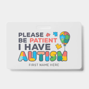 I Have Autism Vibrant Personalised ID Badge