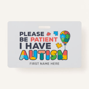 I Have Autism Vibrant Personalised ID ID Badge