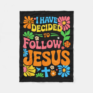 I Have Decided To Follow Jesus Retro Boho Christia Fleece Blanket