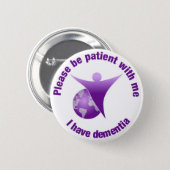 I have Dementia Purple Angel Support Button Badge (Front & Back)