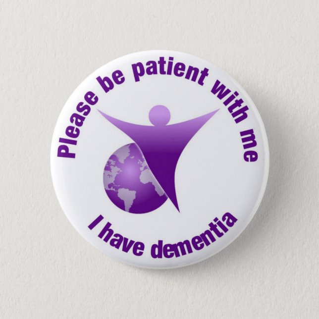 I have Dementia Purple Angel Support Button Badge (Front)