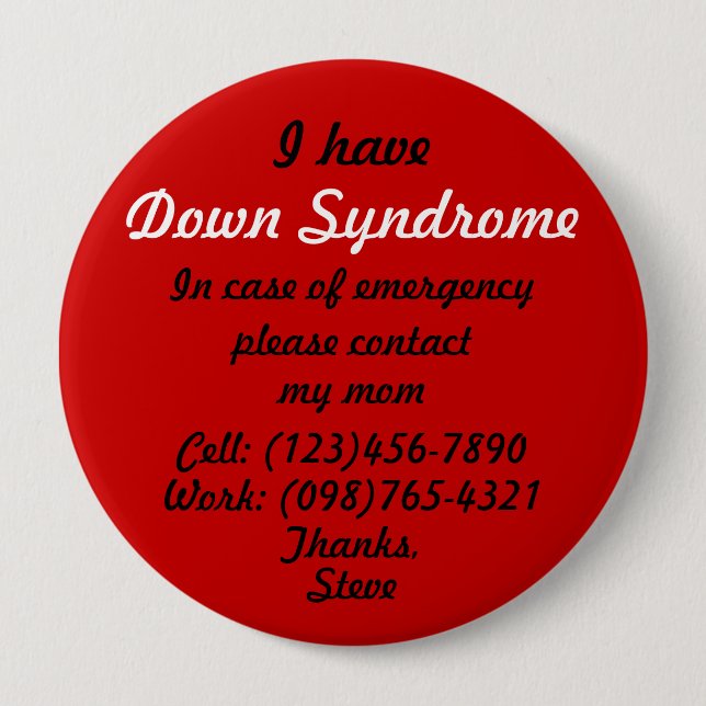 I Have Down Syndrome Button (Front)