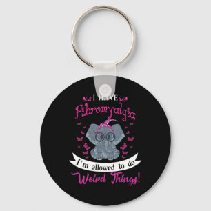 I Have Fibromyalgia Awareness Cute Elephant Flower Key Ring