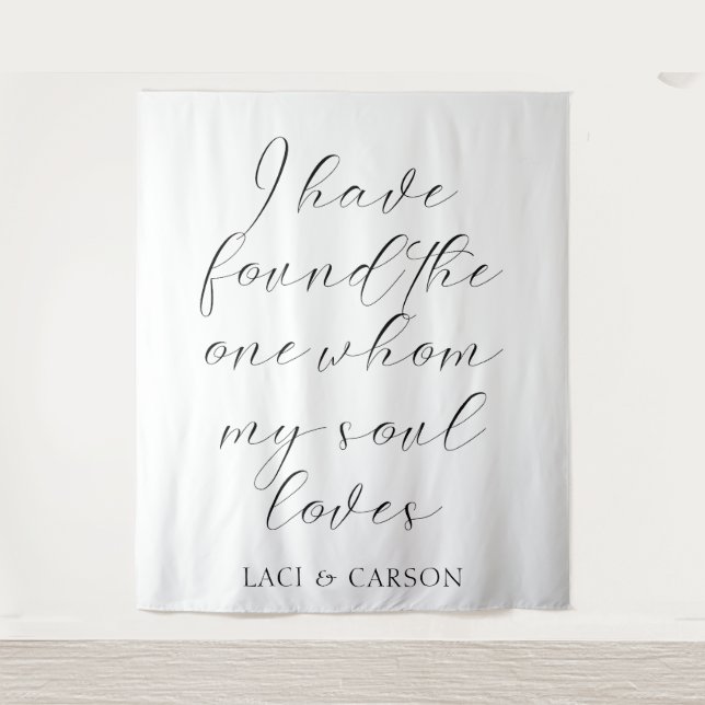 "I Have Found The One" Wedding Backdrop Banner  Tapestry (Front)