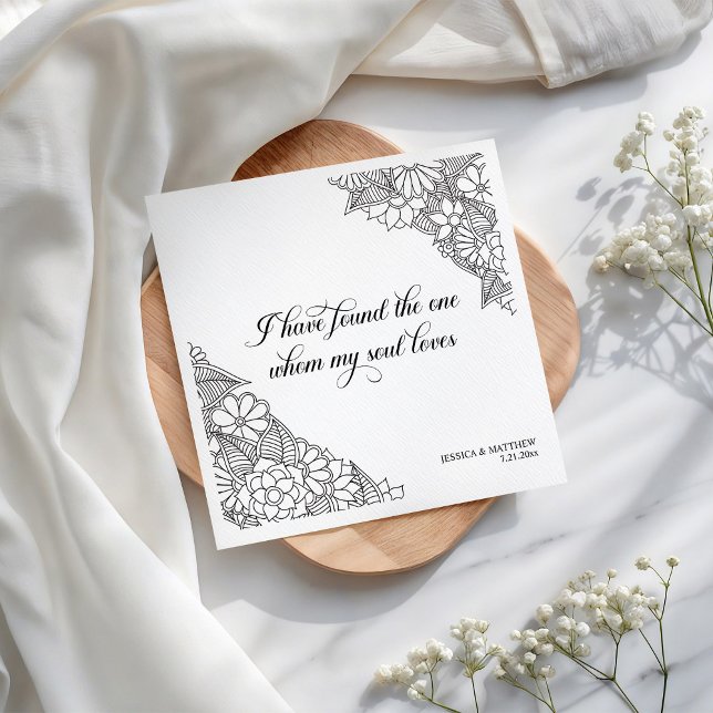 I Have Found theBlack and White Floral  Napkin (Creator Uploaded)