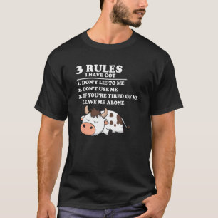 I Have Got 3 Rules I Don't Lie To Me Cow Christmas T-Shirt