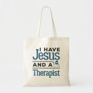 I Have Jesus and A Therapist Christian Faith Tote Bag