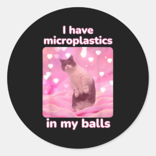 I Have Microplastics In My Pink Cat Meme Dank Meme Classic Round Sticker