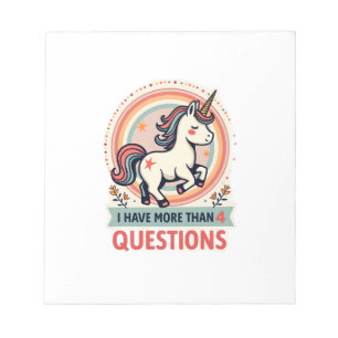 I Have More Than 4 Questions Vintage Unicorn Retro Notepad