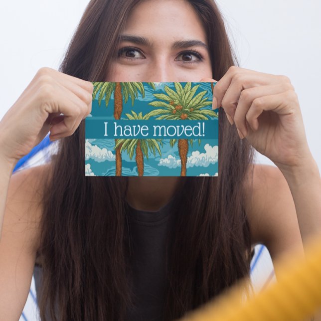 I Have Moved Breezy Palm Trees Announcement Postcard (Creator Uploaded)