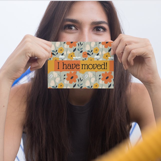 I Have Moved Mid Century Floral Announcement Postcard (Creator Uploaded)