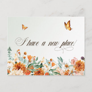 I have moved, summer flowers and butterflies  postcard