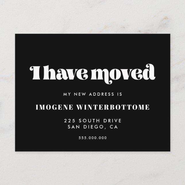 I have moved Vintage moving announcement Postcard (Front)