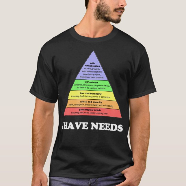 I have needs  Funny Maslows hierarchy of needs Psy T-Shirt (Front)