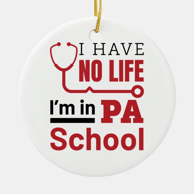 I Have No Life In PA School Physician Assistant Ceramic Ornament (Front)