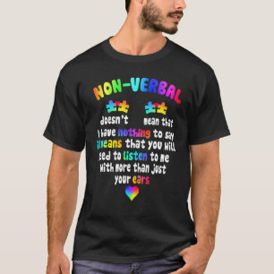 I Have Non Verbal Puzzle Piece Neon Pastel Autism  T-Shirt