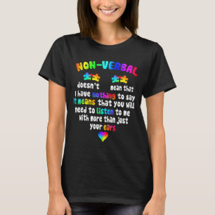 I Have Non-verbal Puzzle Piece Neon Pastel Autism  T-Shirt