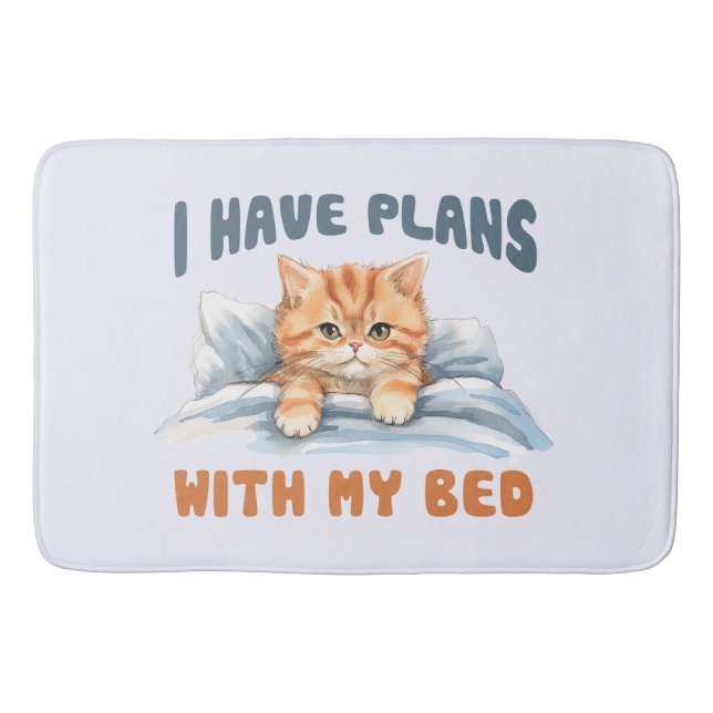 I Have Plans with My Bed – Cosy Orange Cat Bath Mat (Front)