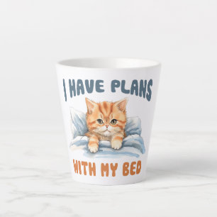 I Have Plans with My Bed – Cosy Orange Cat Latte Mug