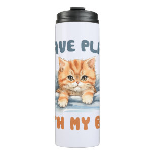 I Have Plans with My Bed – Cosy Orange Cat Thermal Tumbler