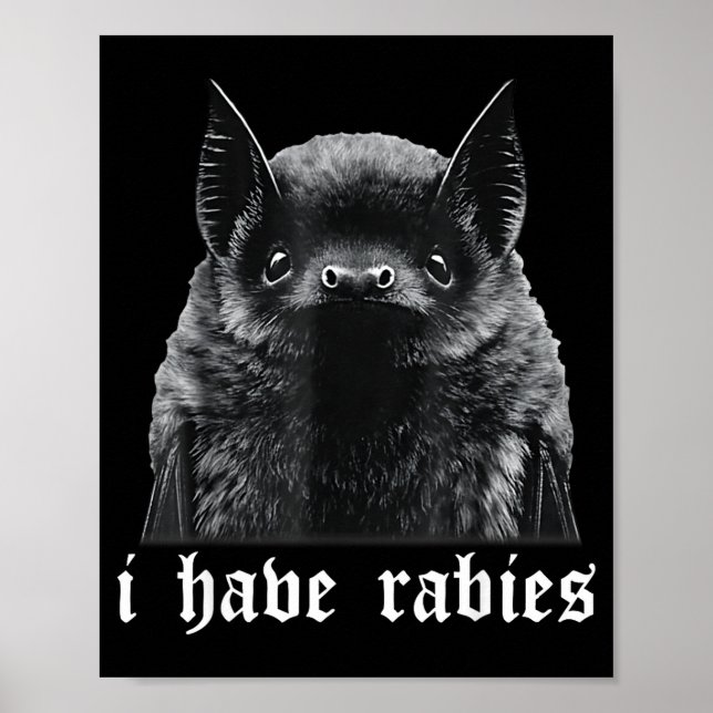 I Have Rabies Bat Vintage Cute Bat  Poster (Front)