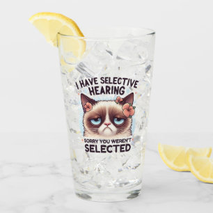 I Have Selective Hearing Funny Cat Lover Gift  Glass