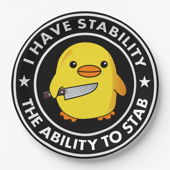I Have Stability Ability To Stab Funny Paper Plate (Front)