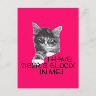 I Have Tiger's Blood In Me black & white Postcard