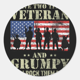 I Have Two Titles Veteran And Grumpy Funny Dad Pap Classic Round Sticker