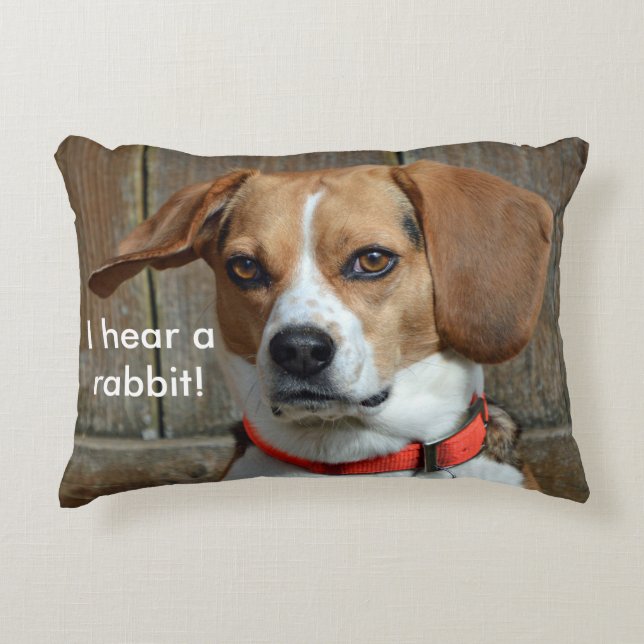 I Hear A Rabbit! Beagle Hound Decorative Cushion (Front)