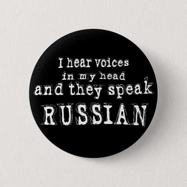 I hear voices 6 cm round badge (Front)