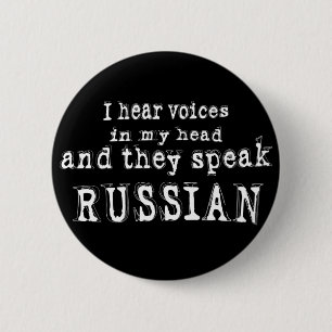 I hear voices 6 cm round badge