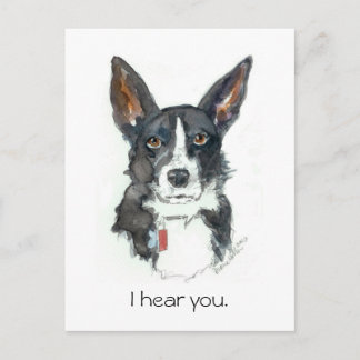 “I HEAR YOU!" Big Ears Dog painting postcard