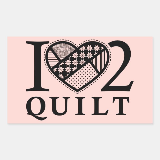 I Heart 2 Quilt by FiberFlies Rectangular Sticker (Front)