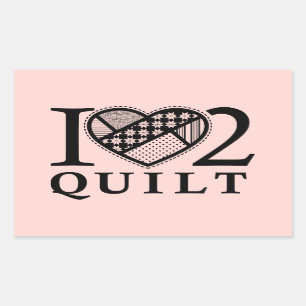 I Heart 2 Quilt by FiberFlies Rectangular Sticker