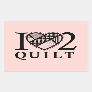 I Heart 2 Quilt by FiberFlies Rectangular Sticker