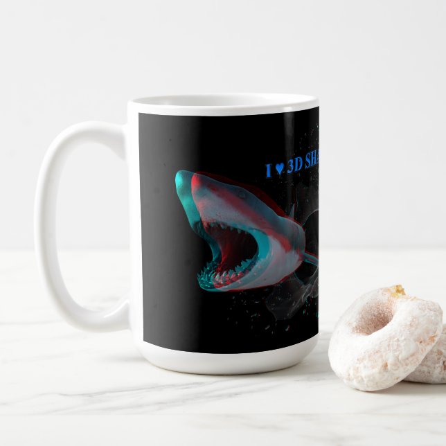 I Heart 3D Sharks Coffee Mug (With Donut)