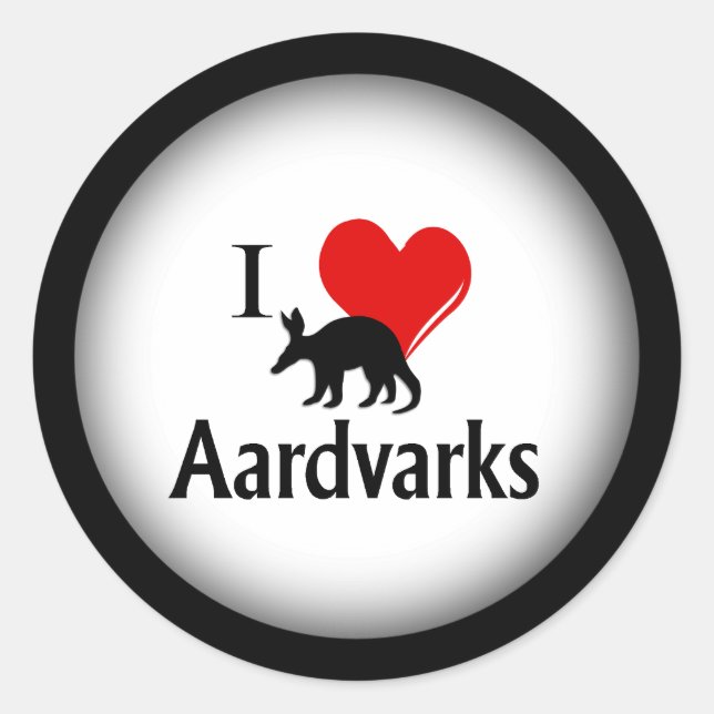 I Heart Aardvarks Classic Round Sticker (Front)