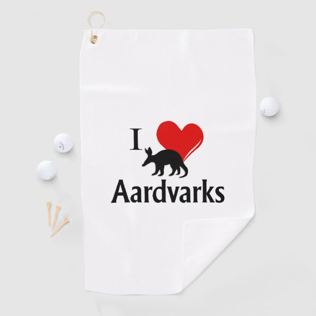 I Heart Aardvarks Golf Towel (InSitu)