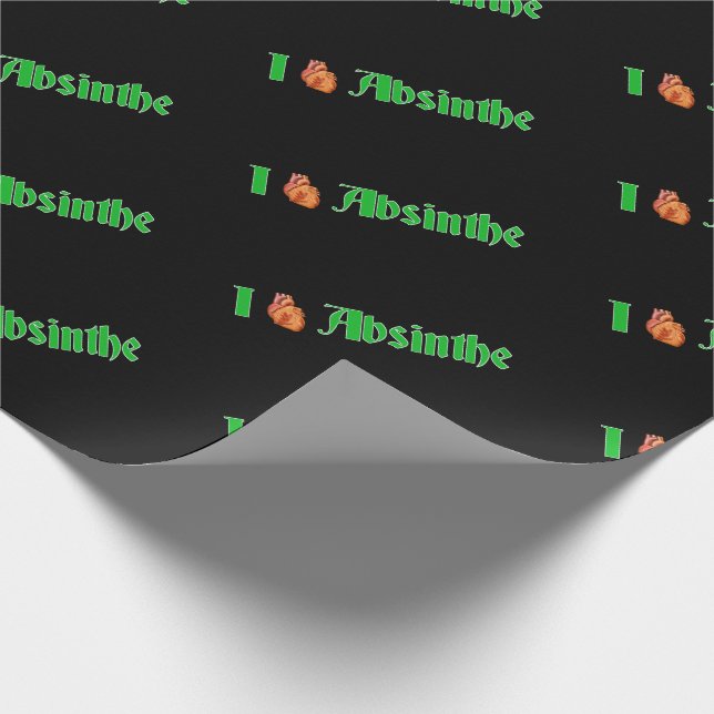 I Heart Absinthe  Wrapping Paper (Corner)