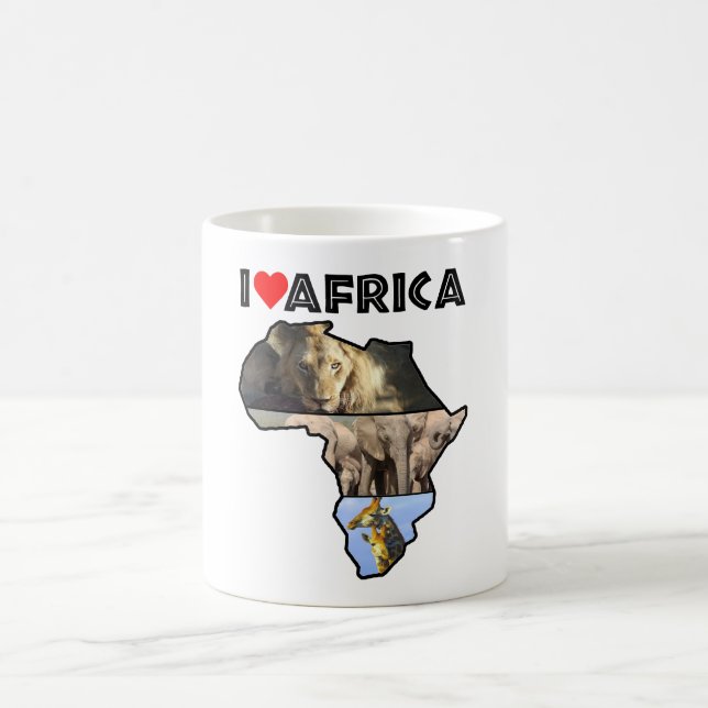 I Heart Africa Map Africa Wildlife Collage Coffee Mug (Center)